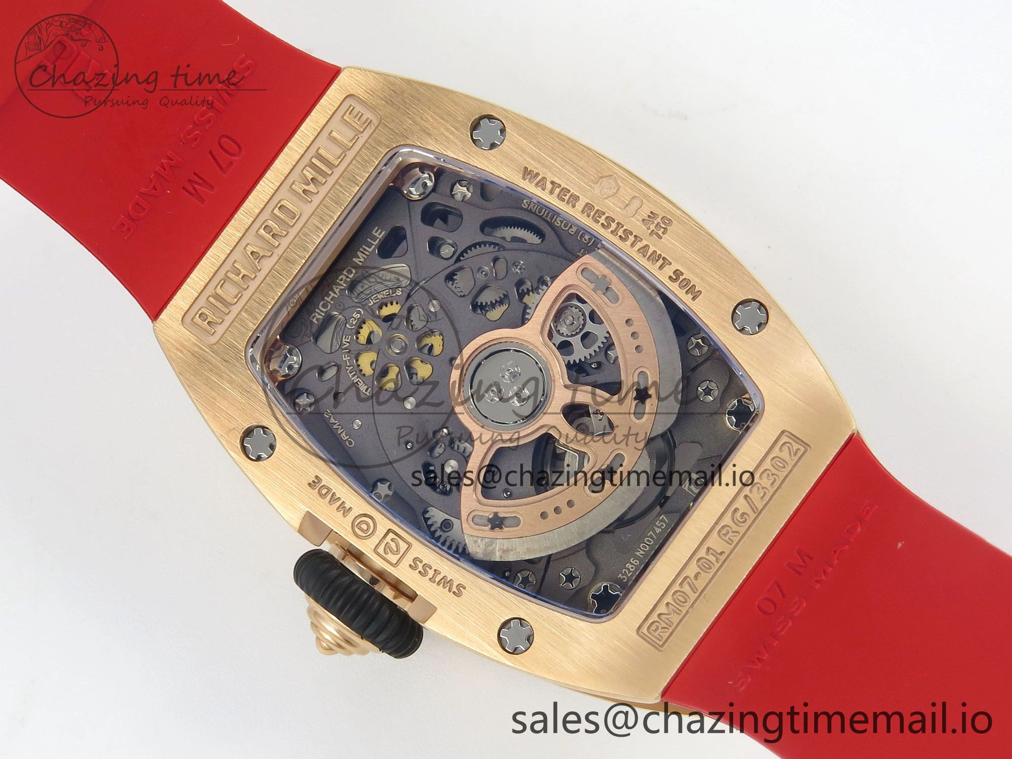 RM07 Ladies Snow Diamonds RG ZF 1:1 Best Edition Red Dial on Red Rubber Strap CRMA2 Clone Bright 9149