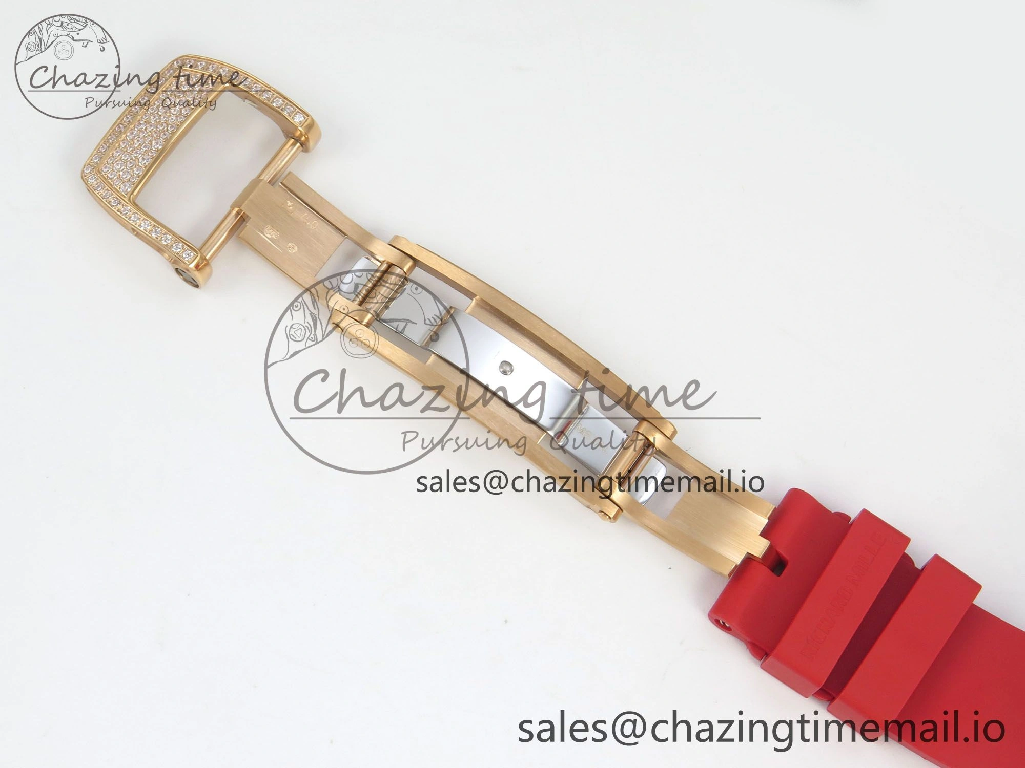 RM07 Ladies Snow Diamonds RG ZF 1:1 Best Edition Red Dial on Red Rubber Strap CRMA2 Clone Bright 9149