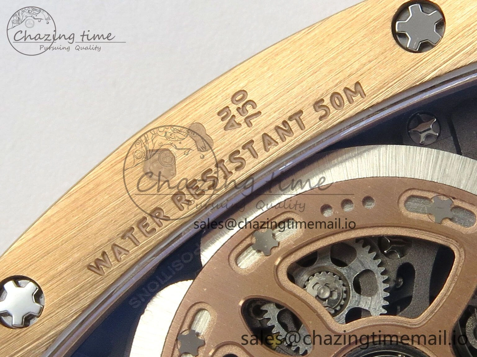 Chic RM07 Ladies Snow Diamonds RG ZF 1:1 Best Edition White Dial on White Rubber Strap CRMA2 Clone 9144