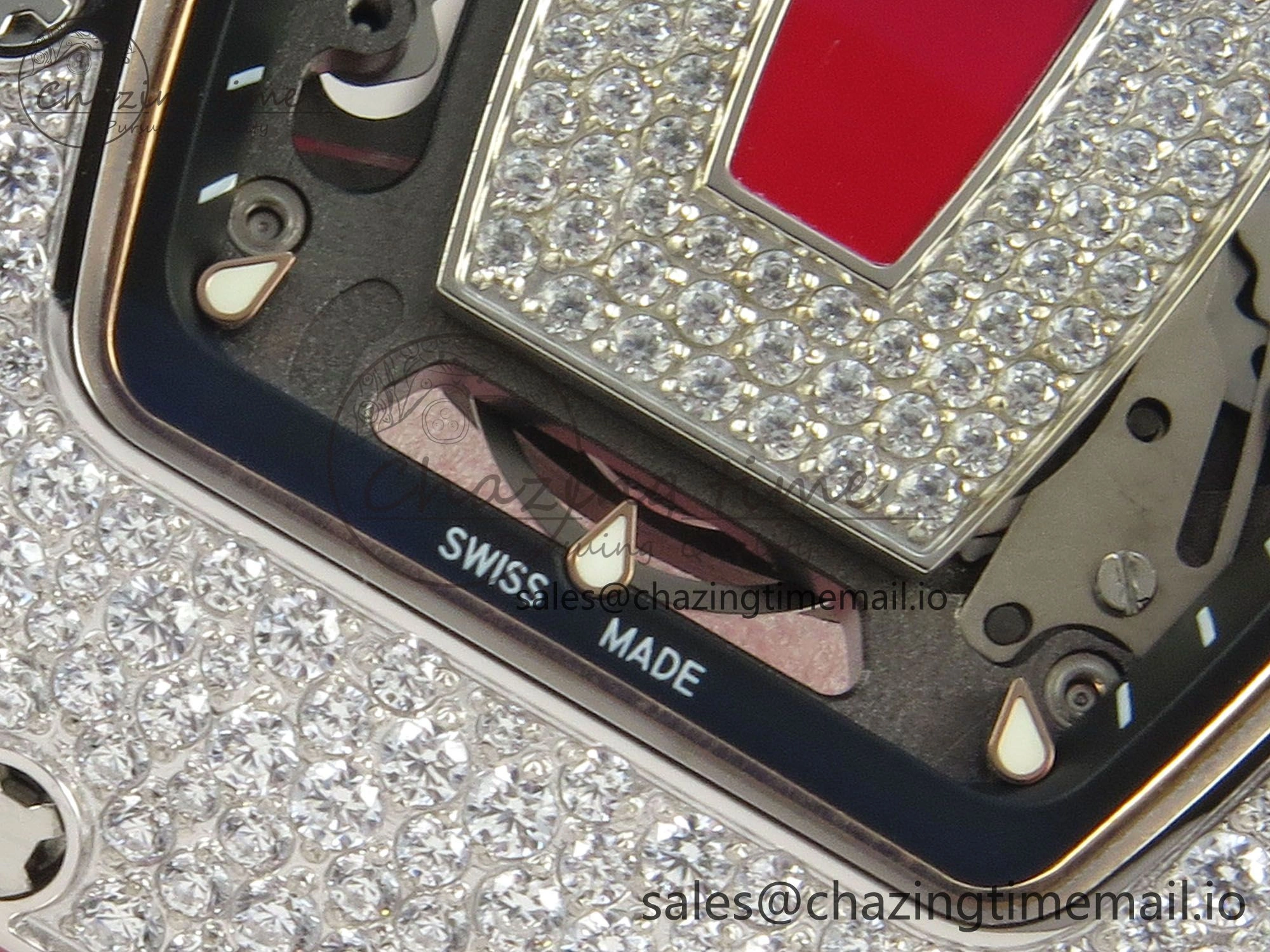 FlexibleFit RM07 Ladies Snow Diamonds SS ZF 1:1 Best Edition Red Dial on Red Rubber Strap CRMA2 Clone 9147