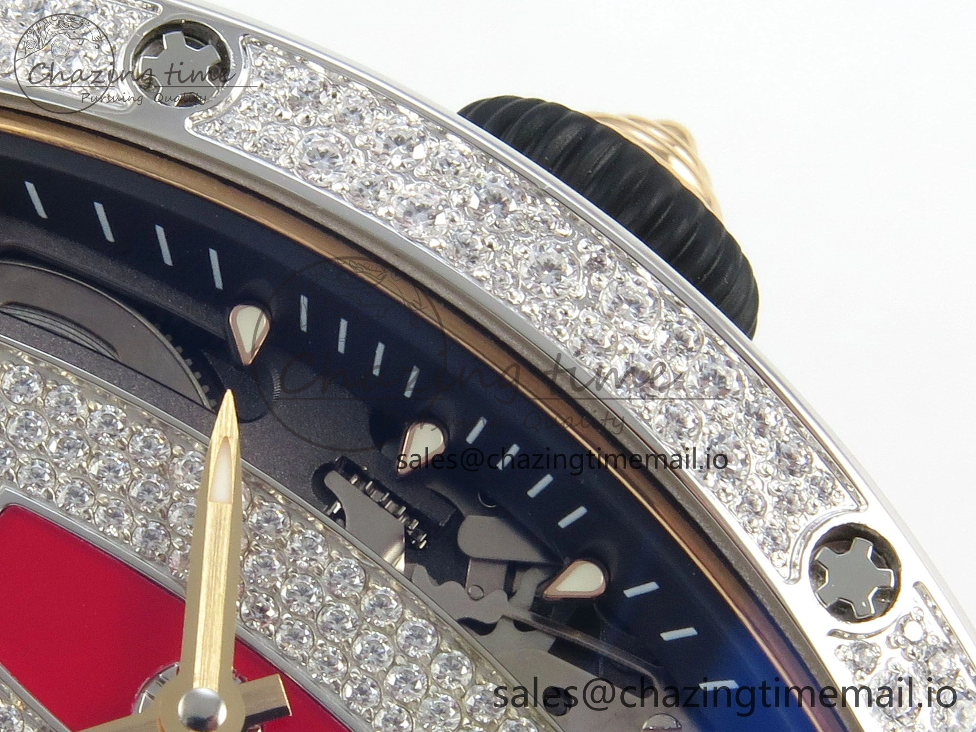 FlexibleFit RM07 Ladies Snow Diamonds SS ZF 1:1 Best Edition Red Dial on Red Rubber Strap CRMA2 Clone 9147