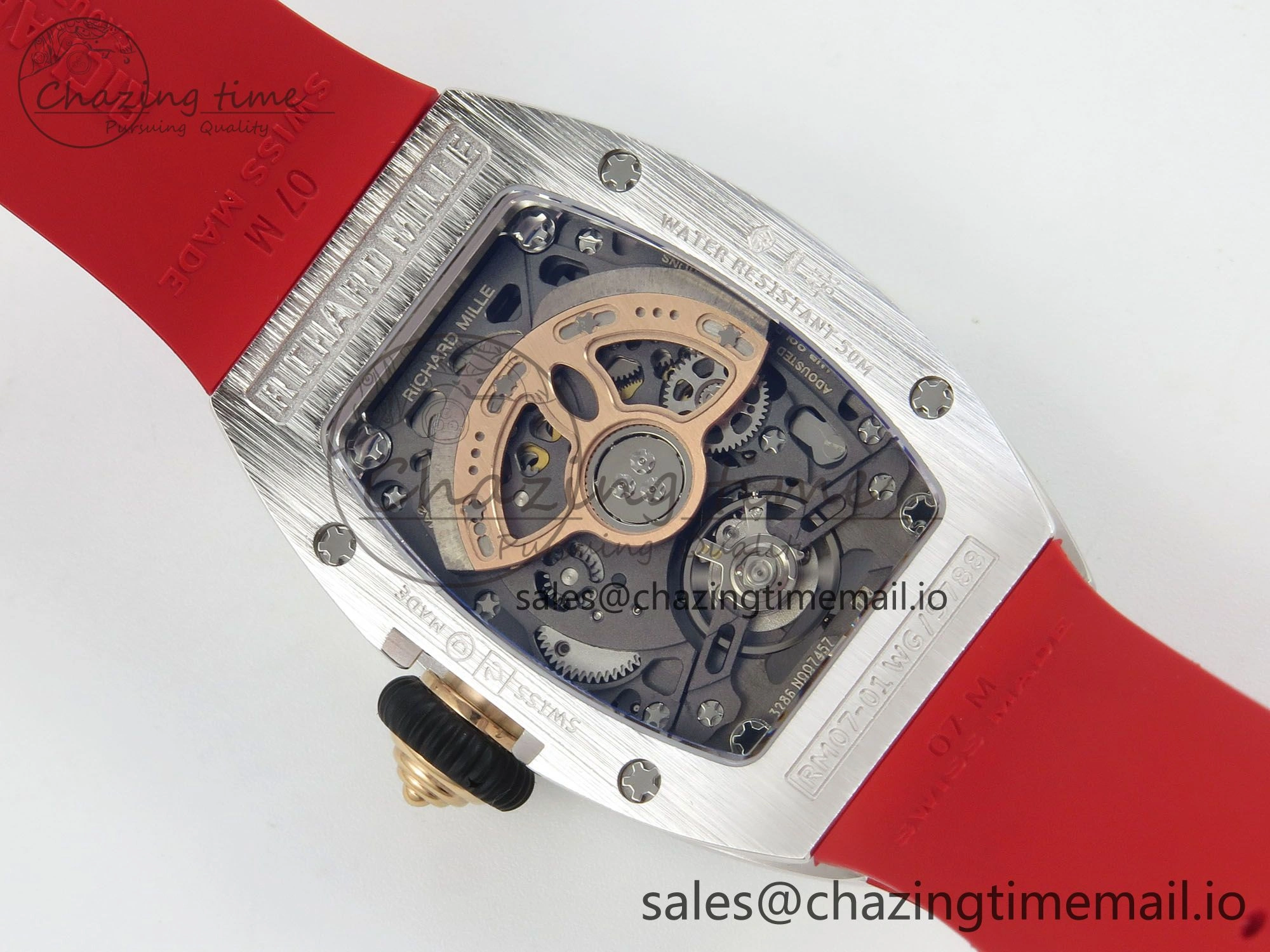 FlexibleFit RM07 Ladies Snow Diamonds SS ZF 1:1 Best Edition Red Dial on Red Rubber Strap CRMA2 Clone 9147