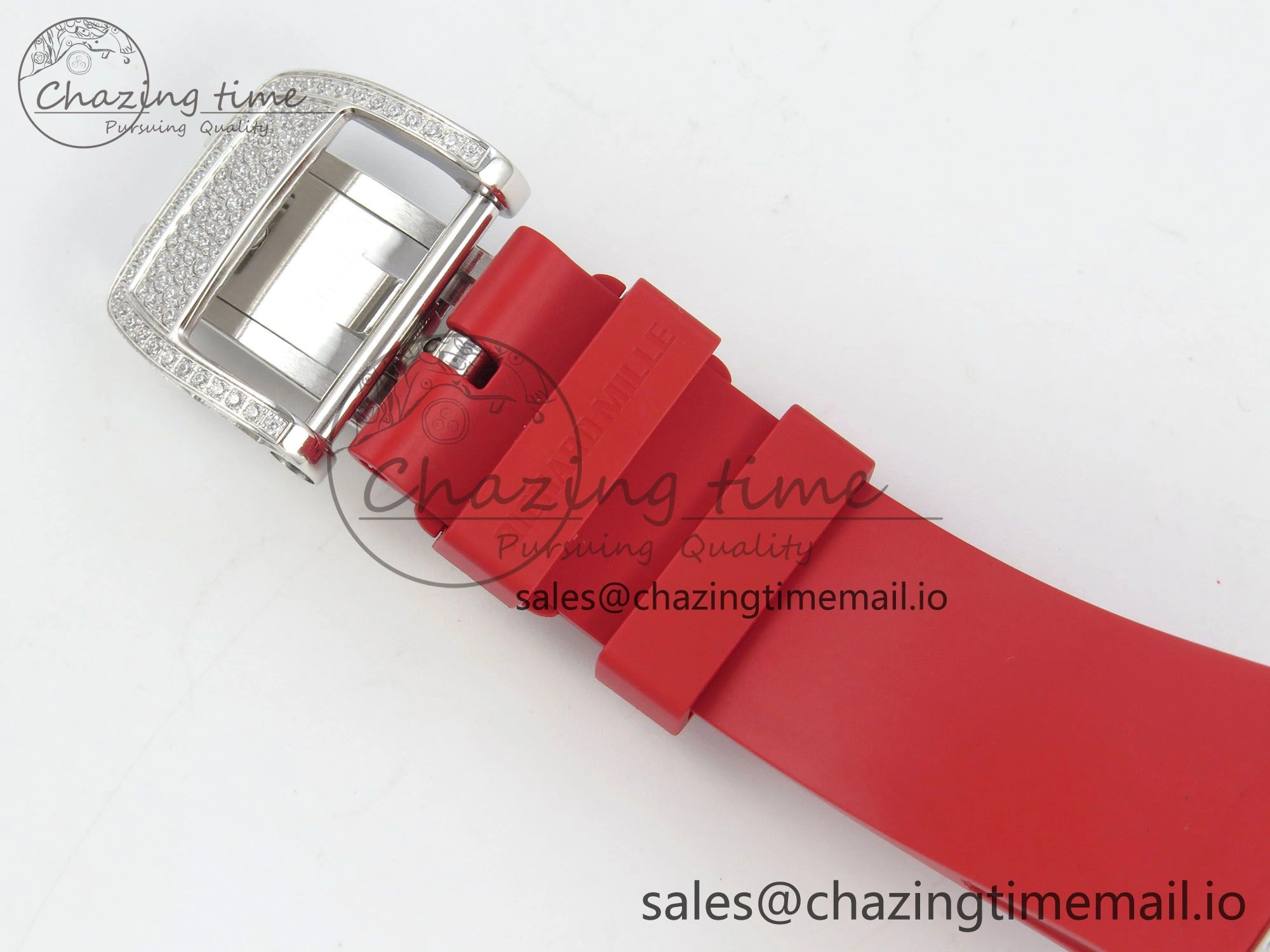 FlexibleFit RM07 Ladies Snow Diamonds SS ZF 1:1 Best Edition Red Dial on Red Rubber Strap CRMA2 Clone 9147