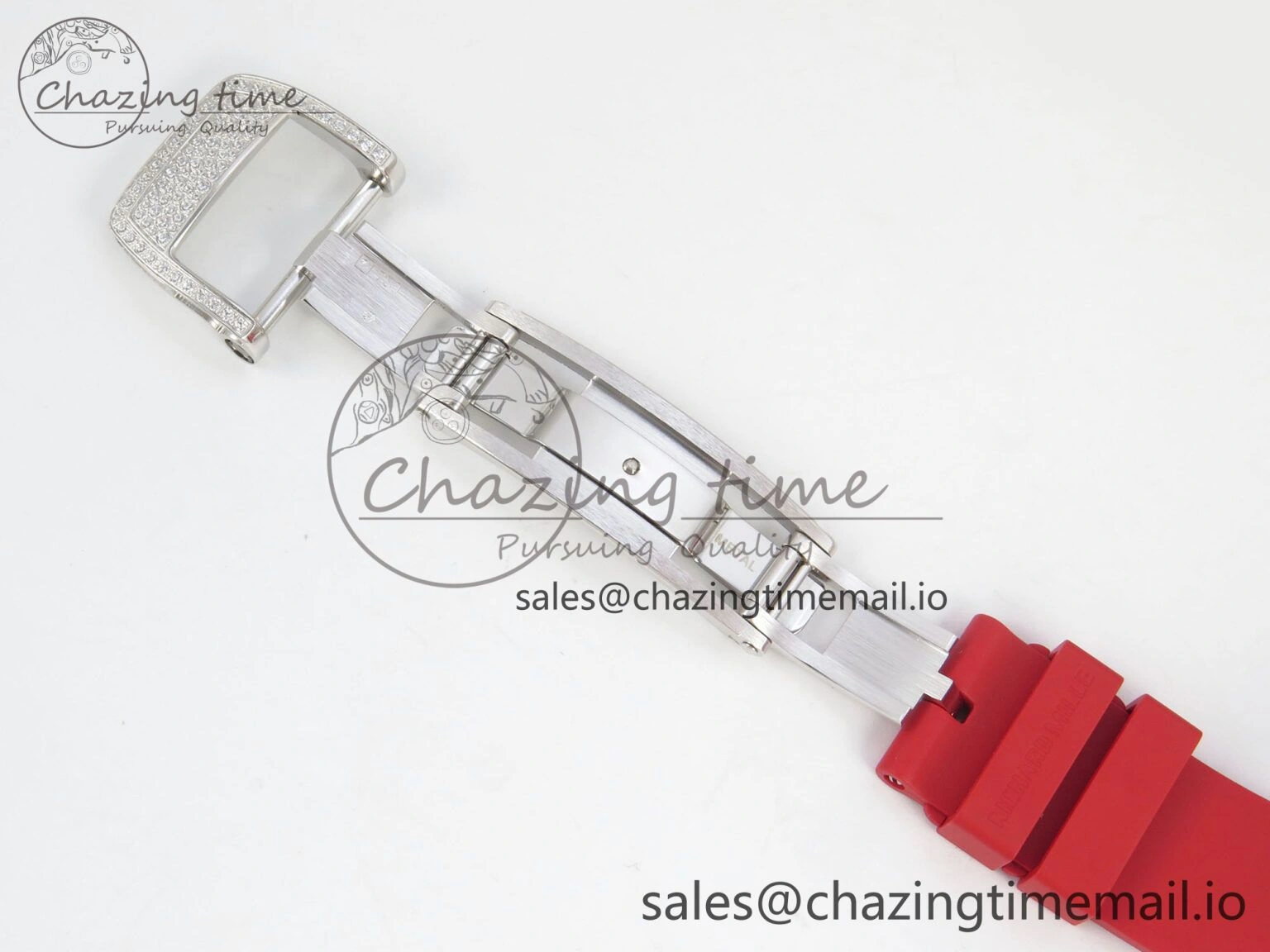 FlexibleFit RM07 Ladies Snow Diamonds SS ZF 1:1 Best Edition Red Dial on Red Rubber Strap CRMA2 Clone 9147