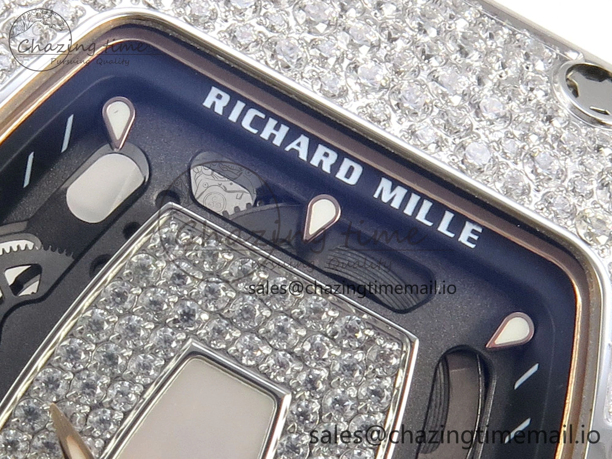 RM07 Ladies Snow Diamonds SS ZF 1:1 Best Edition White Dial on White Rubber Strap CRMA2 Clone SunProtective 9145