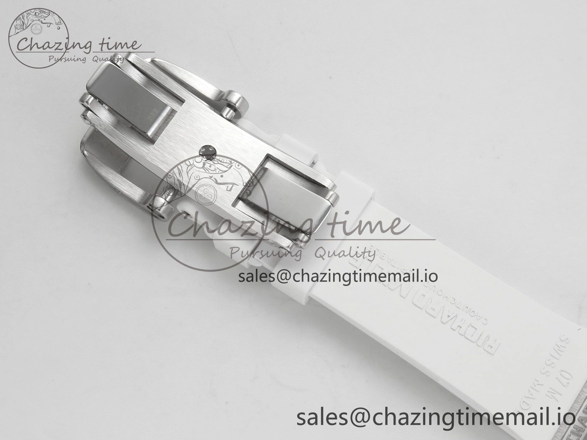 RM07 Ladies Snow Diamonds SS ZF 1:1 Best Edition White Dial on White Rubber Strap CRMA2 Clone SunProtective 9145