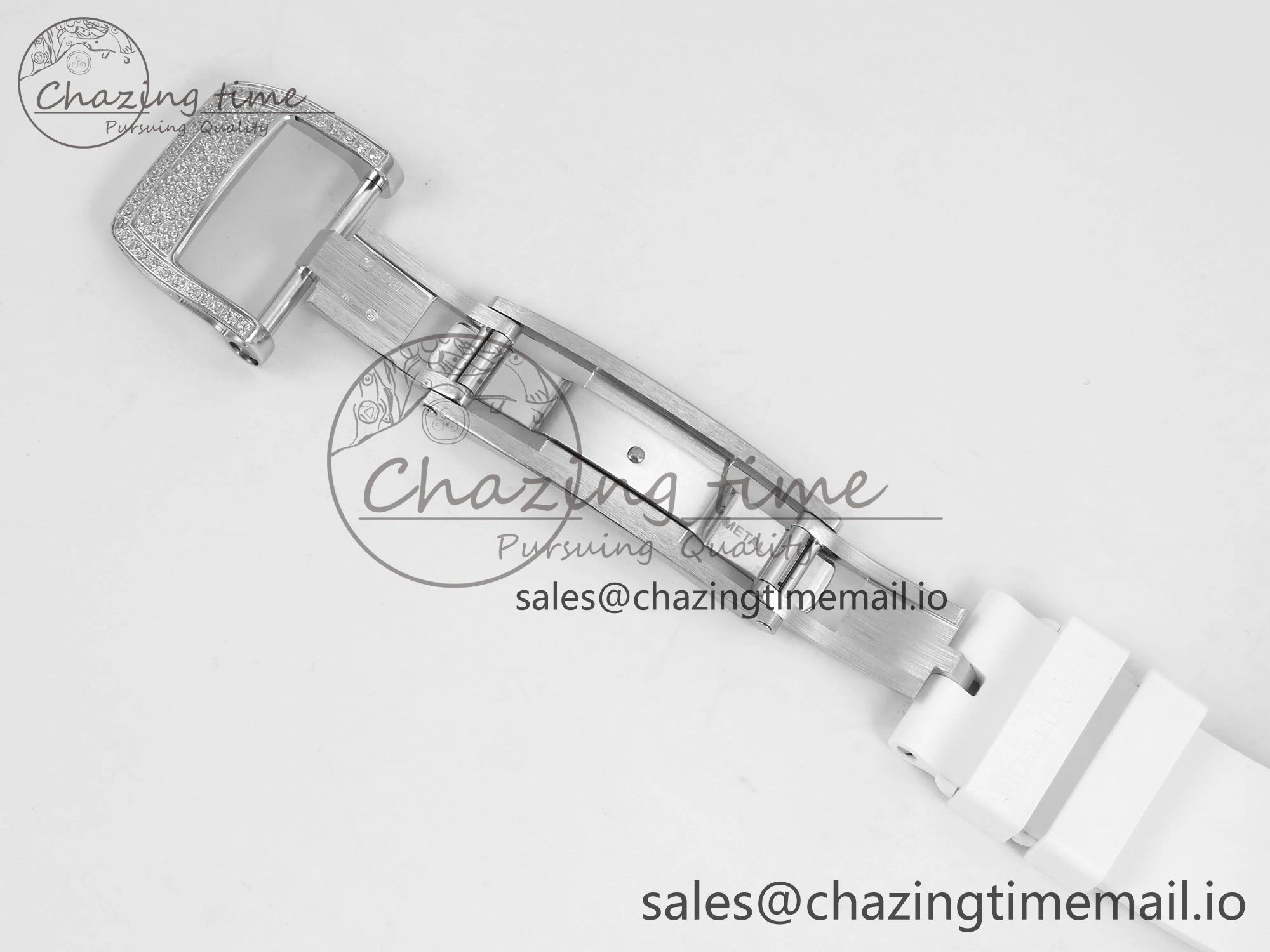 RM07 Ladies Snow Diamonds SS ZF 1:1 Best Edition White Dial on White Rubber Strap CRMA2 Clone SunProtective 9145