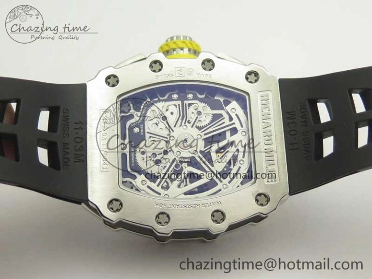 Affordable RM11-03 SS KVF 1:1 Best Edition Crystal Skeleton Dial on Racing Rubber Strap A 4919