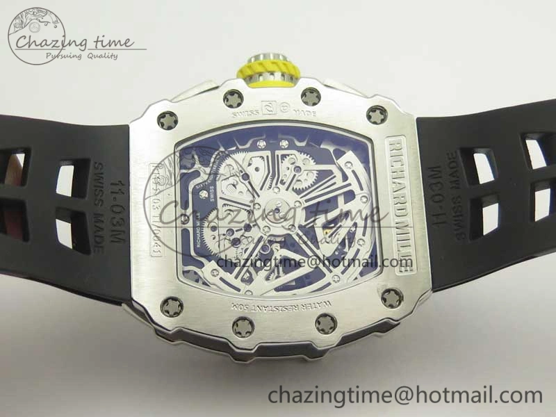 Affordable RM11-03 SS KVF 1:1 Best Edition Crystal Skeleton Dial on Racing Rubber Strap A 4919