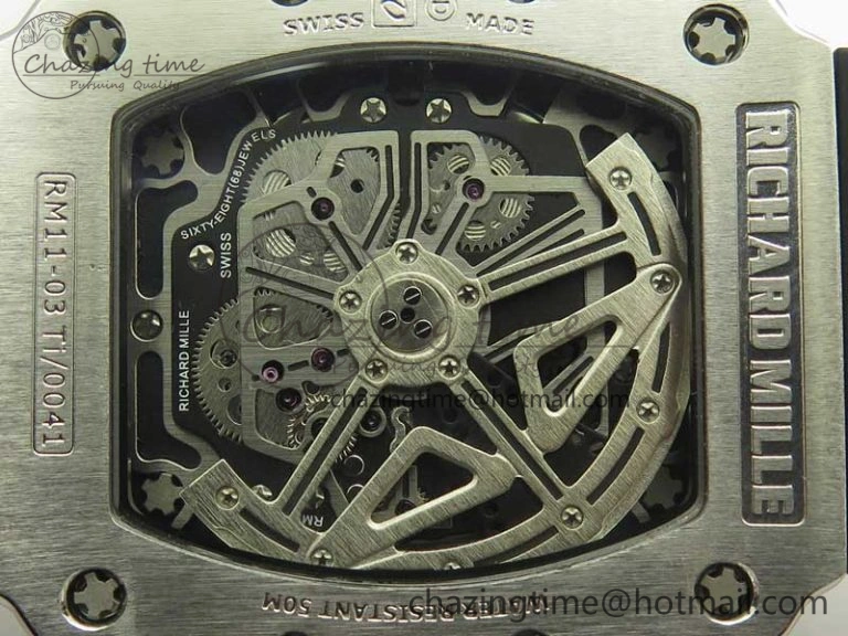 Affordable RM11-03 SS KVF 1:1 Best Edition Crystal Skeleton Dial on Racing Rubber Strap A 4919