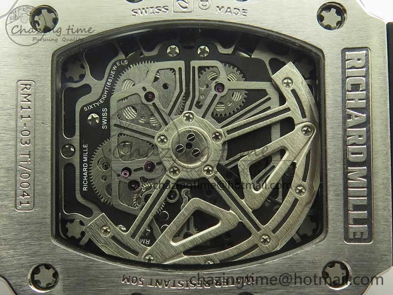 Affordable RM11-03 SS KVF 1:1 Best Edition Crystal Skeleton Dial on Racing Rubber Strap A 4919