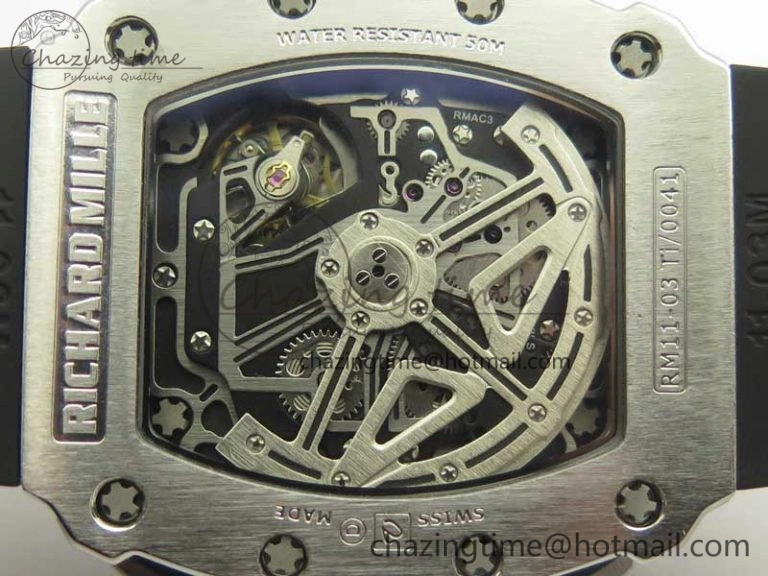 Affordable RM11-03 SS KVF 1:1 Best Edition Crystal Skeleton Dial on Racing Rubber Strap A 4919