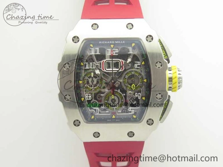 Affordable RM11-03 SS KVF 1:1 Best Edition Crystal Skeleton Dial on Racing Rubber Strap A 4919
