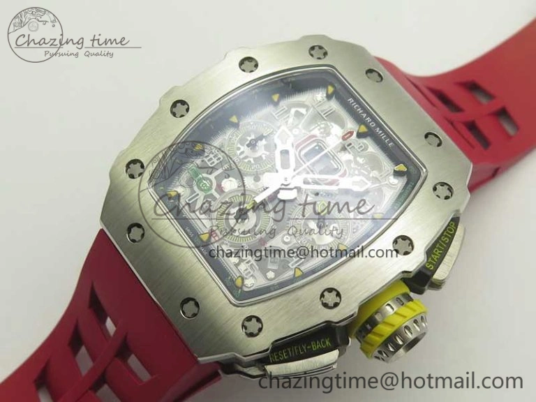 Affordable RM11-03 SS KVF 1:1 Best Edition Crystal Skeleton Dial on Racing Rubber Strap A 4919