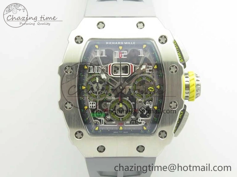 Affordable RM11-03 SS KVF 1:1 Best Edition Crystal Skeleton Dial on Racing Rubber Strap A 4919