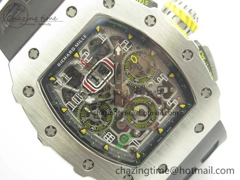 Affordable RM11-03 SS KVF 1:1 Best Edition Crystal Skeleton Dial on Racing Rubber Strap A 4919