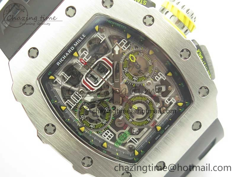 Affordable RM11-03 SS KVF 1:1 Best Edition Crystal Skeleton Dial on Racing Rubber Strap A 4919