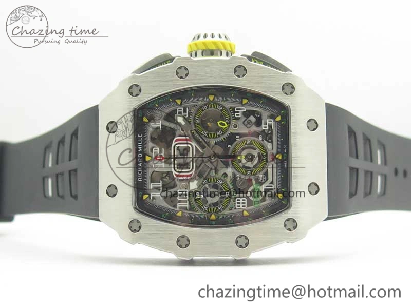 Affordable RM11-03 SS KVF 1:1 Best Edition Crystal Skeleton Dial on Racing Rubber Strap A 4919