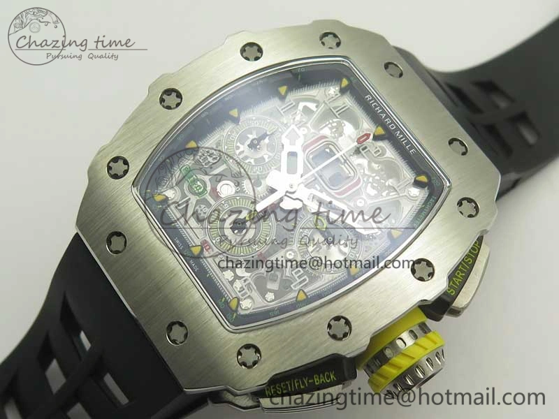 Affordable RM11-03 SS KVF 1:1 Best Edition Crystal Skeleton Dial on Racing Rubber Strap A 4919