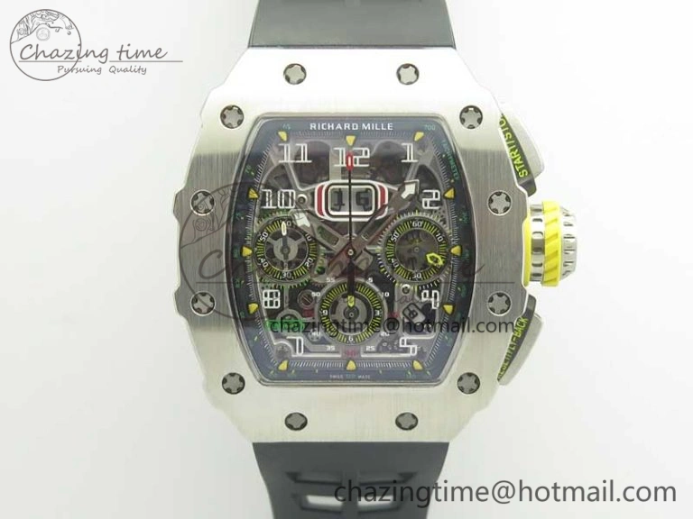 Affordable RM11-03 SS KVF 1:1 Best Edition Crystal Skeleton Dial on Racing Rubber Strap A 4919