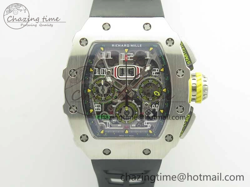 Affordable RM11-03 SS KVF 1:1 Best Edition Crystal Skeleton Dial on Racing Rubber Strap A 4919