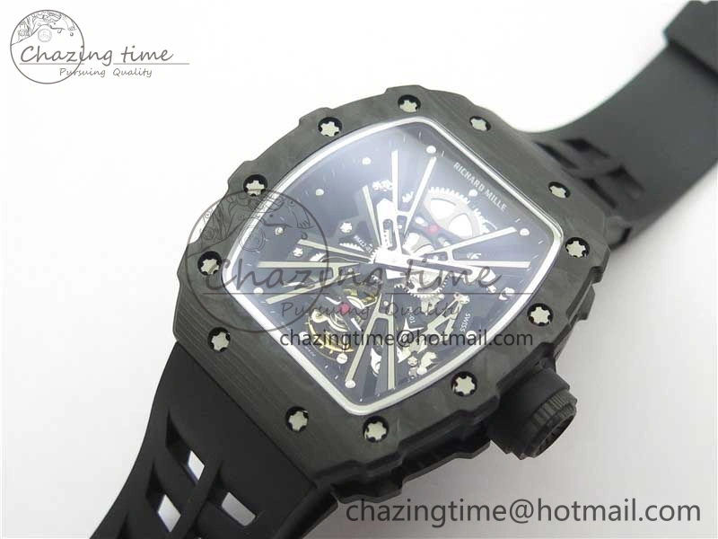 RM12 Real Tourbillon KVF Best Edition Skeleton Dial on Black Rubber Strap SmartChoice 9396