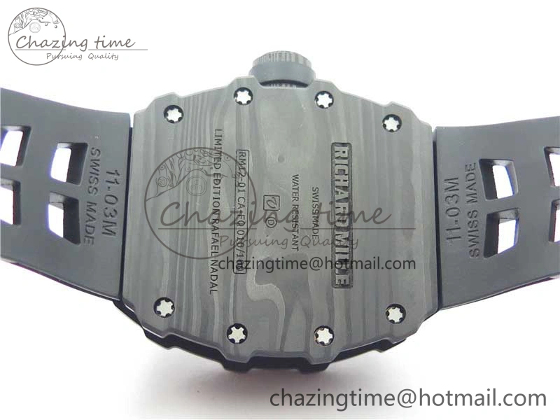 RM12 Real Tourbillon KVF Best Edition Skeleton Dial on Black Rubber Strap SmartChoice 9396