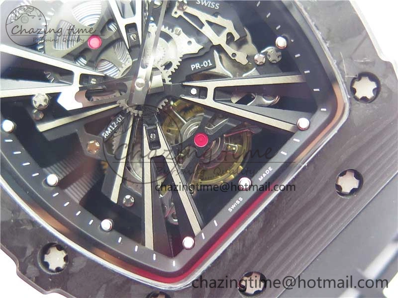 RM12 Real Tourbillon KVF Best Edition Skeleton Dial on Black Rubber Strap SmartChoice 9396