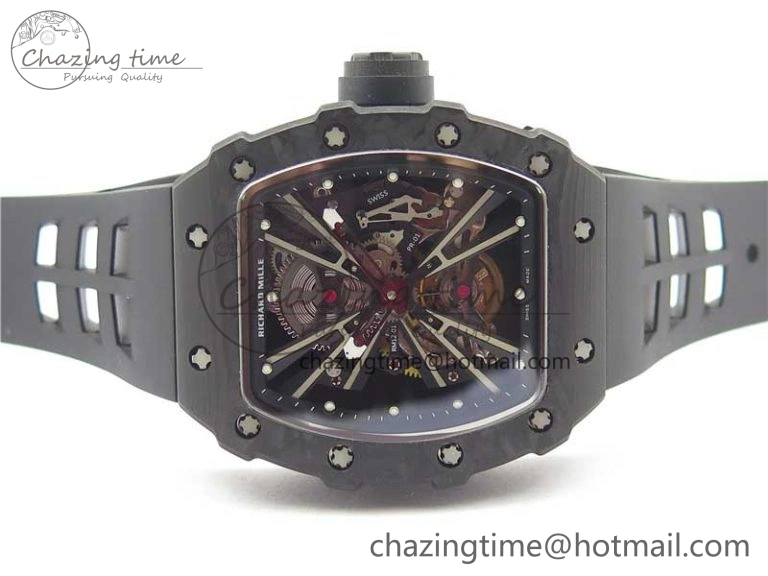 RM12 Real Tourbillon KVF Best Edition Skeleton Dial on Black Rubber Strap SmartChoice 9396