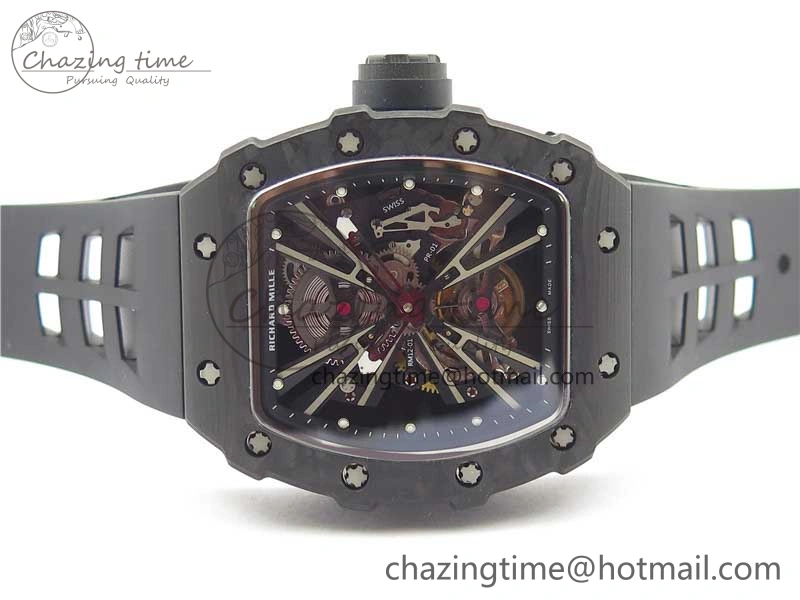 RM12 Real Tourbillon KVF Best Edition Skeleton Dial on Black Rubber Strap SmartChoice 9396