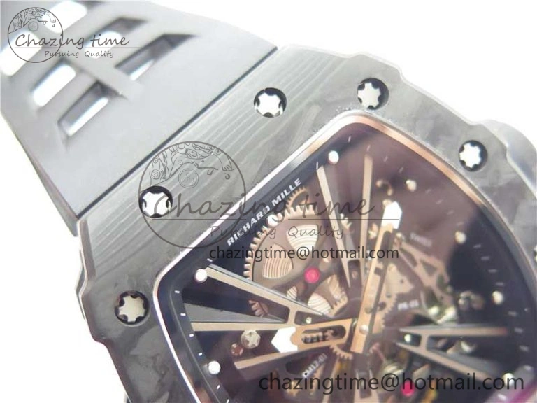 RM12 Real Tourbillon KVF Best Edition Skeleton Dial on Black Rubber Strap SmartChoice 9396