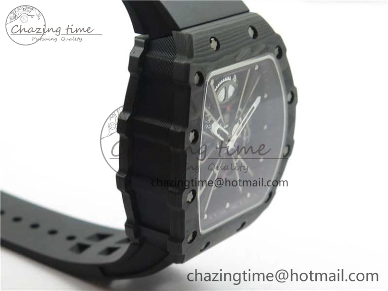 RM12 Real Tourbillon KVF Best Edition Skeleton Dial on Black Rubber Strap SmartChoice 9396