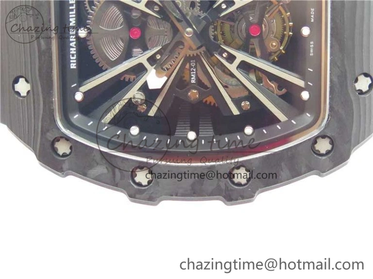 RM12 Real Tourbillon KVF Best Edition Skeleton Dial on Black Rubber Strap SmartChoice 9396
