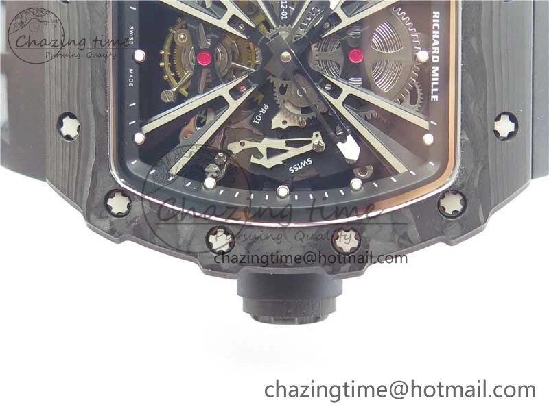 RM12 Real Tourbillon KVF Best Edition Skeleton Dial on Black Rubber Strap SmartChoice 9396