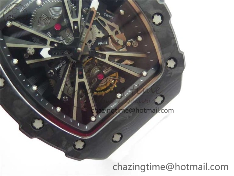 SmartChoice RM12 Real Tourbillon KVF Best Edition Skeleton Dial on White Rubber Strap 9397