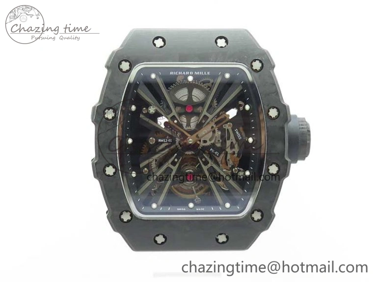 SmartChoice RM12 Real Tourbillon KVF Best Edition Skeleton Dial on White Rubber Strap 9397