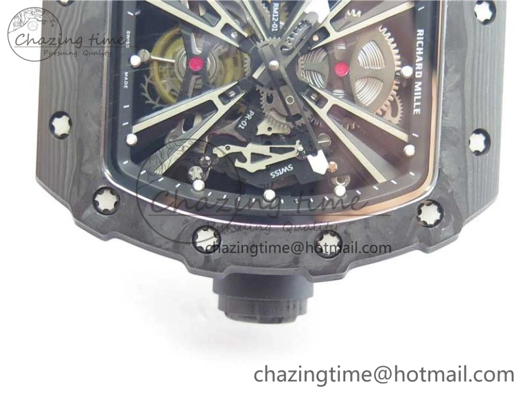 SmartChoice RM12 Real Tourbillon KVF Best Edition Skeleton Dial on White Rubber Strap 9397