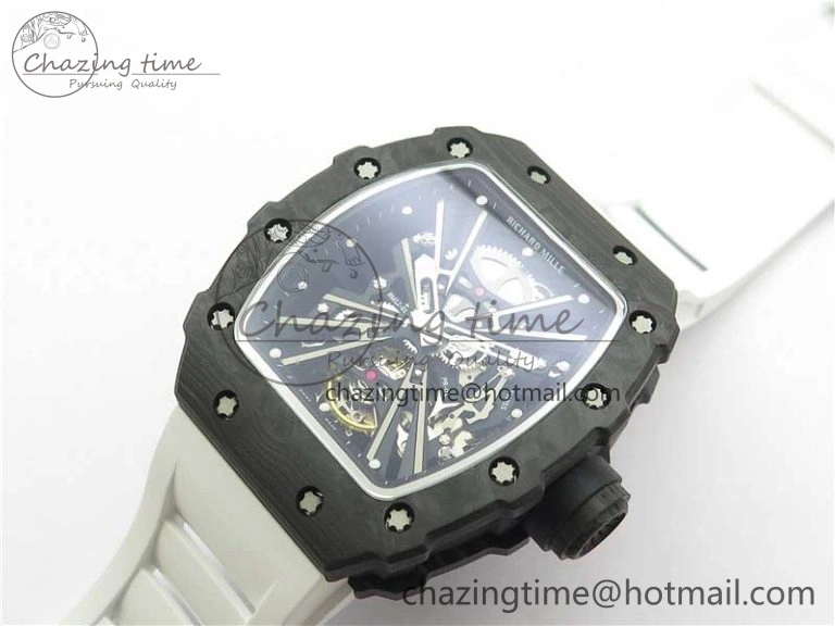 SmartChoice RM12 Real Tourbillon KVF Best Edition Skeleton Dial on White Rubber Strap 9397