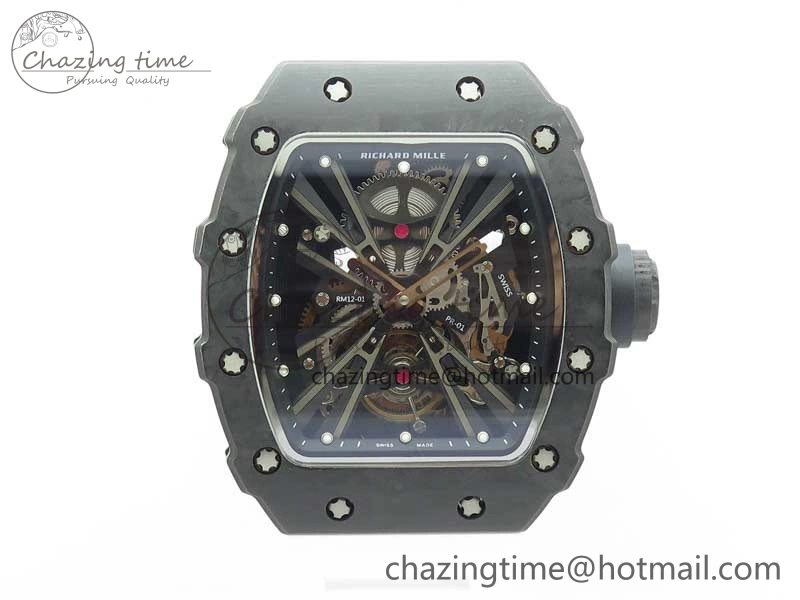 SmartChoice RM12 Real Tourbillon KVF Best Edition Skeleton Dial on White Rubber Strap 9397