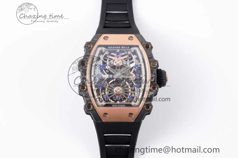 RM21-01 RG Tourbillon RMF Best Edition Skeleton Dial on Black Rubber Strap ModernLook 9384