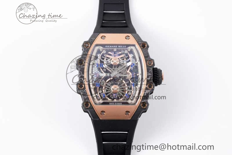 RM21-01 RG Tourbillon RMF Best Edition Skeleton Dial on Black Rubber Strap ModernLook 9384