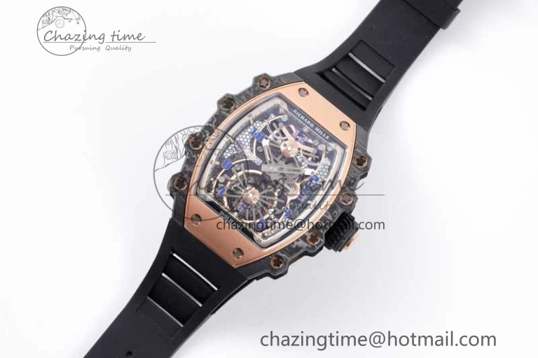RM21-01 RG Tourbillon RMF Best Edition Skeleton Dial on Black Rubber Strap ModernLook 9384