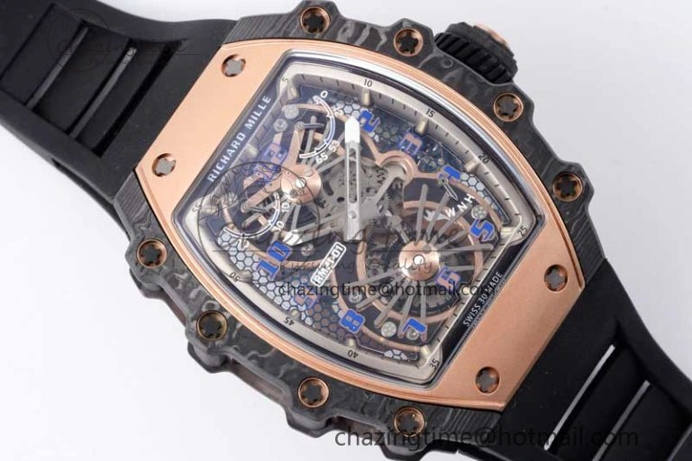 RM21-01 RG Tourbillon RMF Best Edition Skeleton Dial on Black Rubber Strap ModernLook 9384