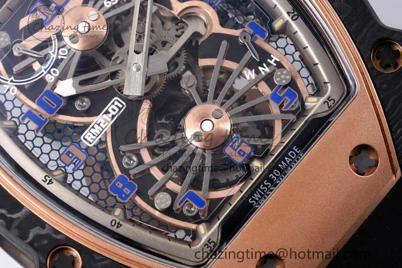 RM21-01 RG Tourbillon RMF Best Edition Skeleton Dial on Black Rubber Strap ModernLook 9384