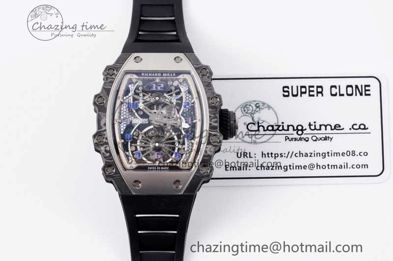 GoodFit RM21-01 SS Tourbillon RMF Best Edition Skeleton Dial on Black Rubber Strap 9385