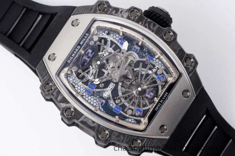 GoodFit RM21-01 SS Tourbillon RMF Best Edition Skeleton Dial on Black Rubber Strap 9385