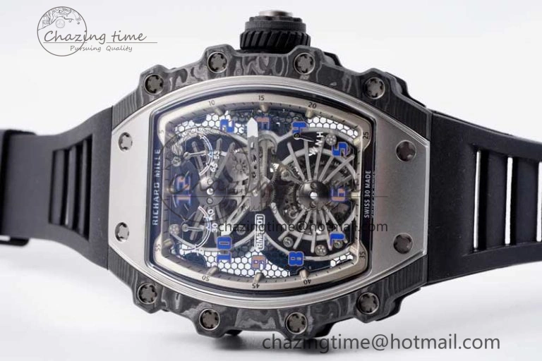 GoodFit RM21-01 SS Tourbillon RMF Best Edition Skeleton Dial on Black Rubber Strap 9385