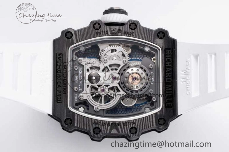 RM21-01 SS Tourbillon RMF Best Edition Skeleton Dial on White Rubber Strap Cozy 9387