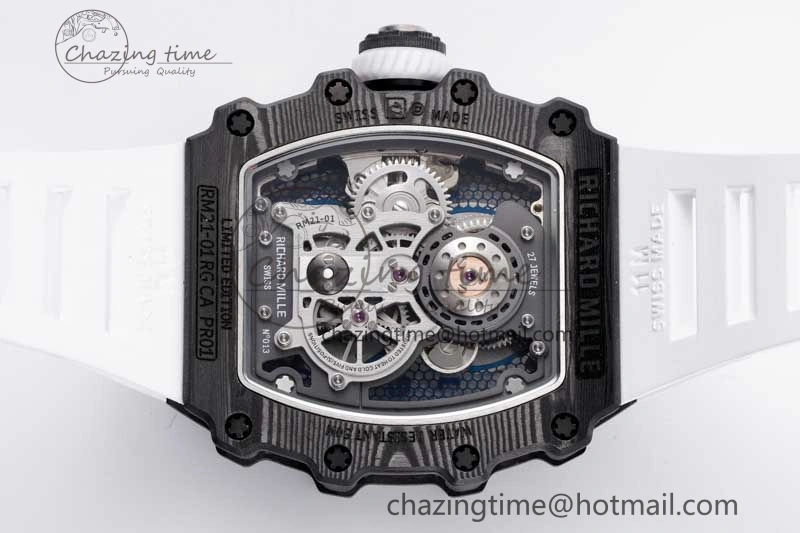 RM21-01 SS Tourbillon RMF Best Edition Skeleton Dial on White Rubber Strap Cozy 9387