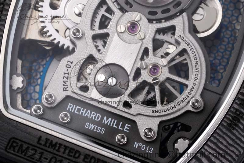 RM21-01 SS Tourbillon RMF Best Edition Skeleton Dial on White Rubber Strap Cozy 9387